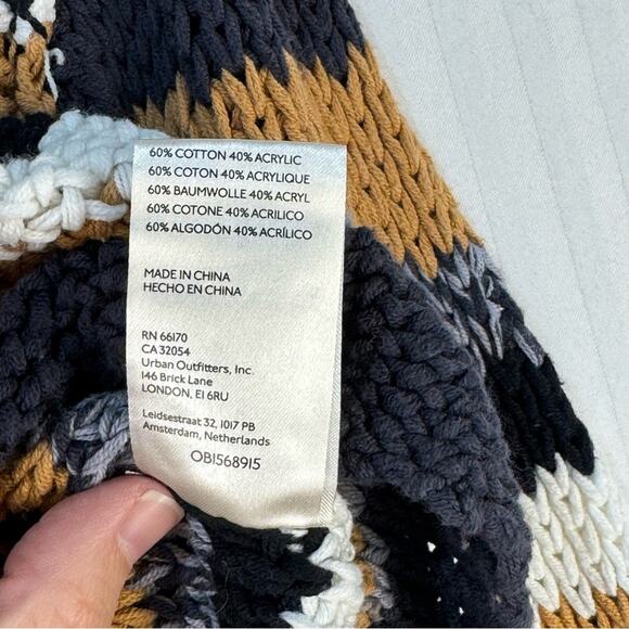 Free People Chunky Striped Open Knit Cotton Blend Sweater Women’s Size Small - Picture 6 of 8